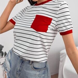 Striped Red and White Women's Top